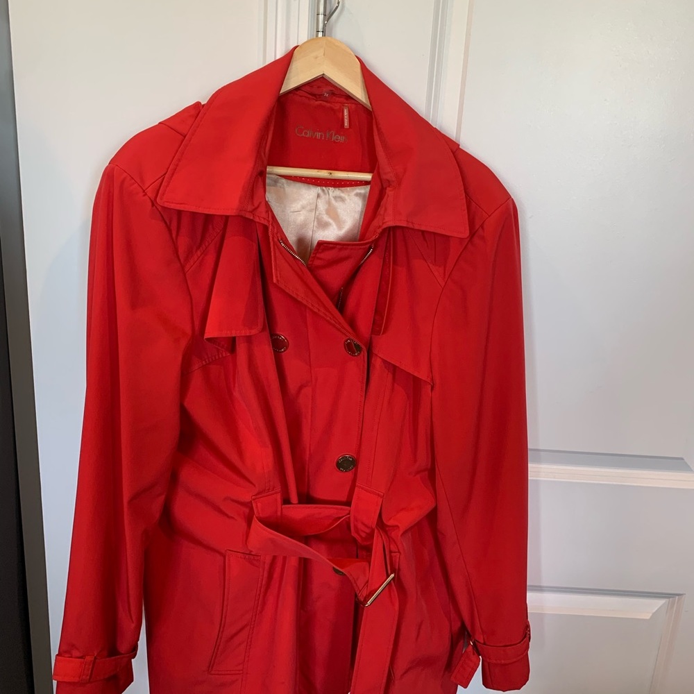 Women’s Rain coat, trench coat, 3x, red